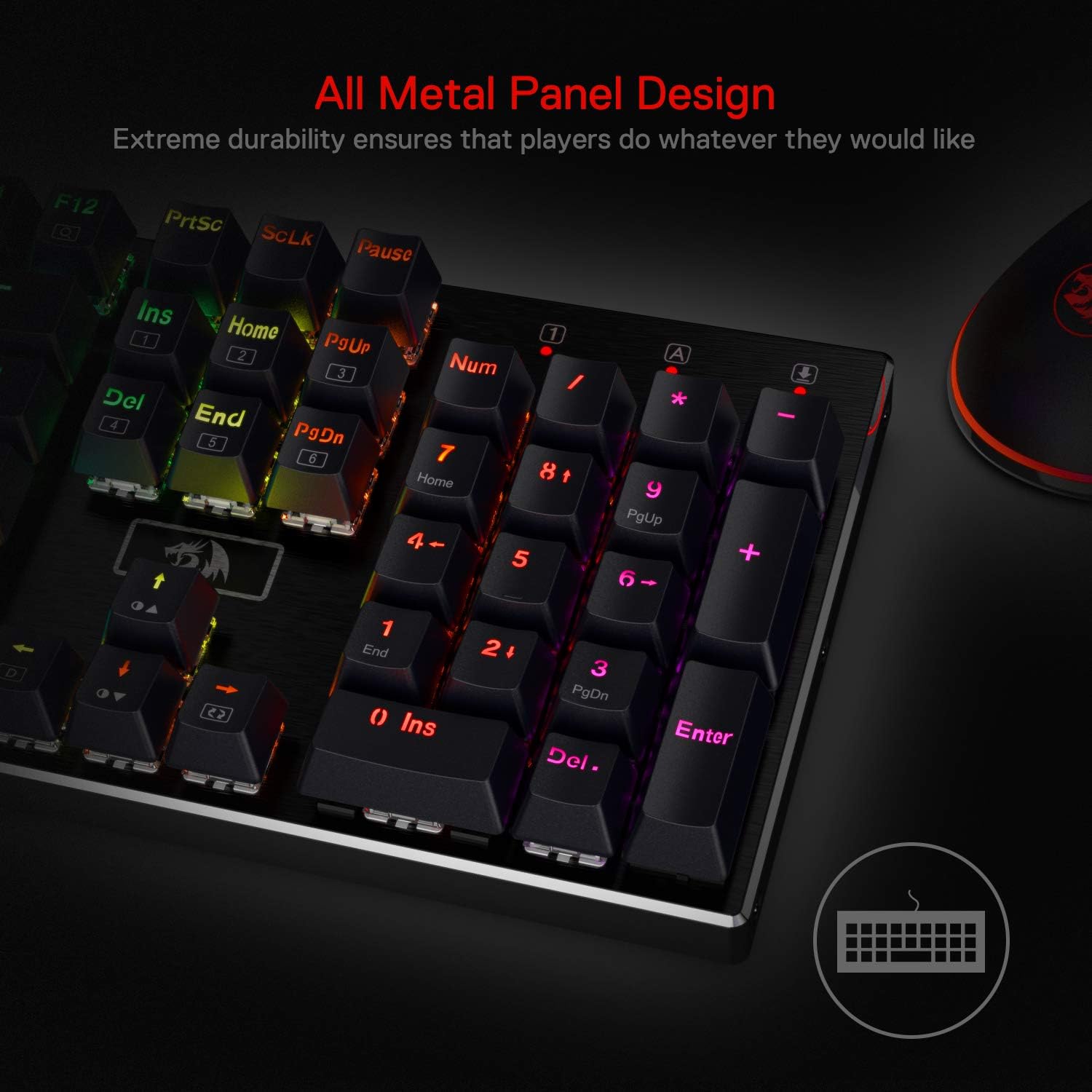 Thumbnail 2 de Redragon K556 RGB LED Backlit Wired Mechanical Gaming Keyboard (Aluminium base, 104 keys, Red switches)