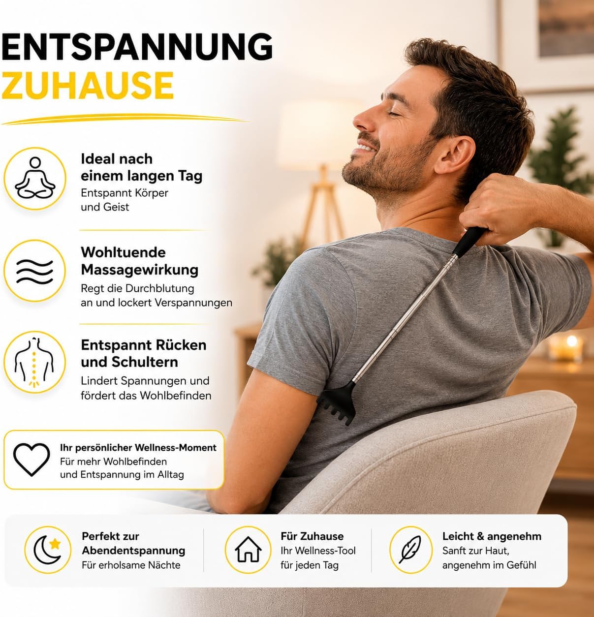 Thumbnail 6 de Back Massage Rückenkratzer Teleskopstab 75 cm