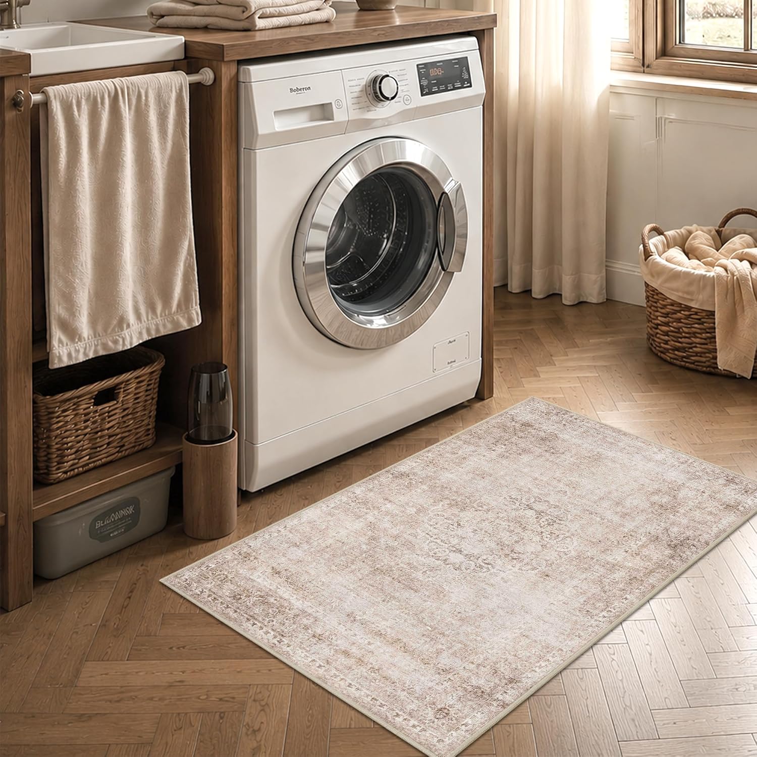 Detalle 2 de HelloTree 5x7 Vintage Boho Khaki Area Rug ๐