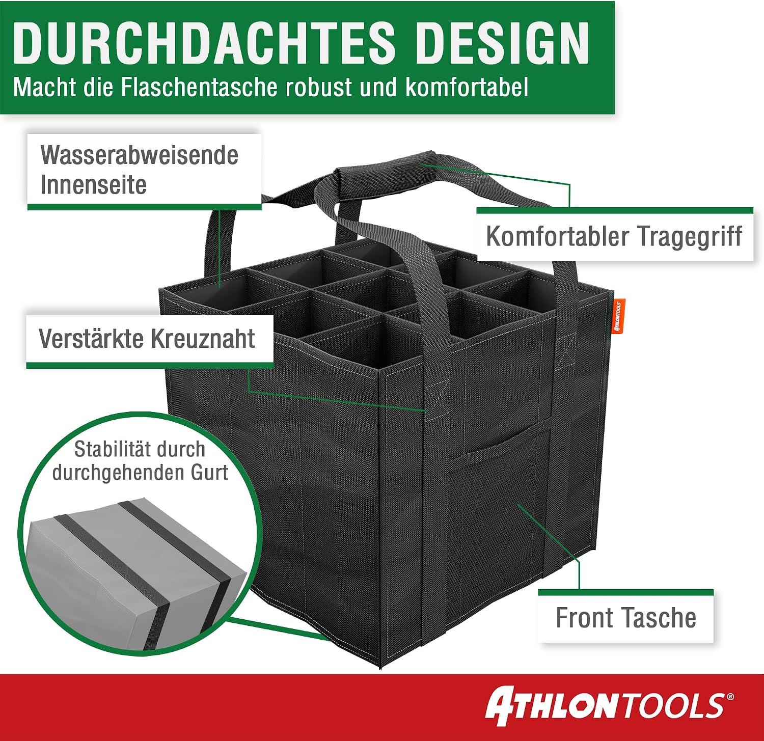 Thumbnail 3 de ATHLON TOOLS Flaschentaschen 2er Set: 9 Fächer je 1,5L, faltbar, wasserabweisend