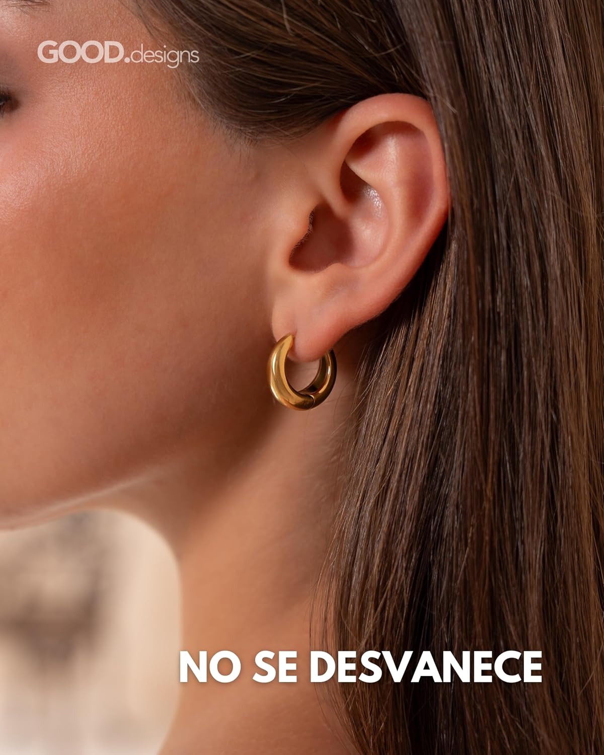 Detalle de Aros acero inoxidable 18 mm oro 18K
