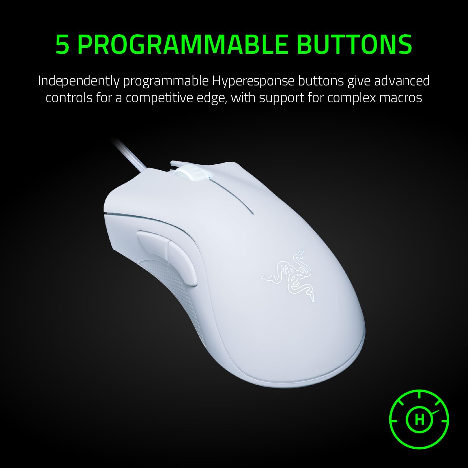 Thumbnail 6 de Razer DeathAdder Essential (2021) wired gaming mouse in white with 6,400 DPI optical sensor