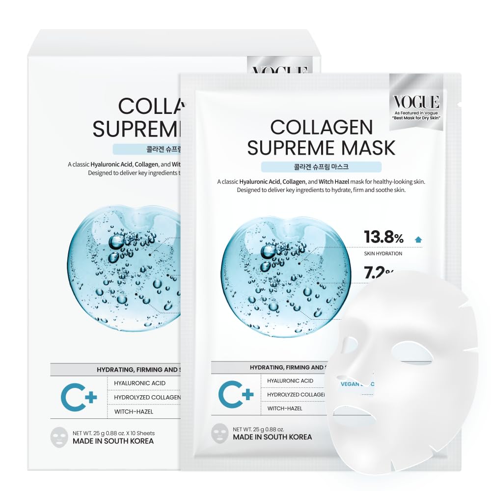 Detalle de #OOTD Collagen Hydrating Sheet Masks (10 count) for Dry & Sensitive Skin, EVE Vegan, Hyaluronic Acid