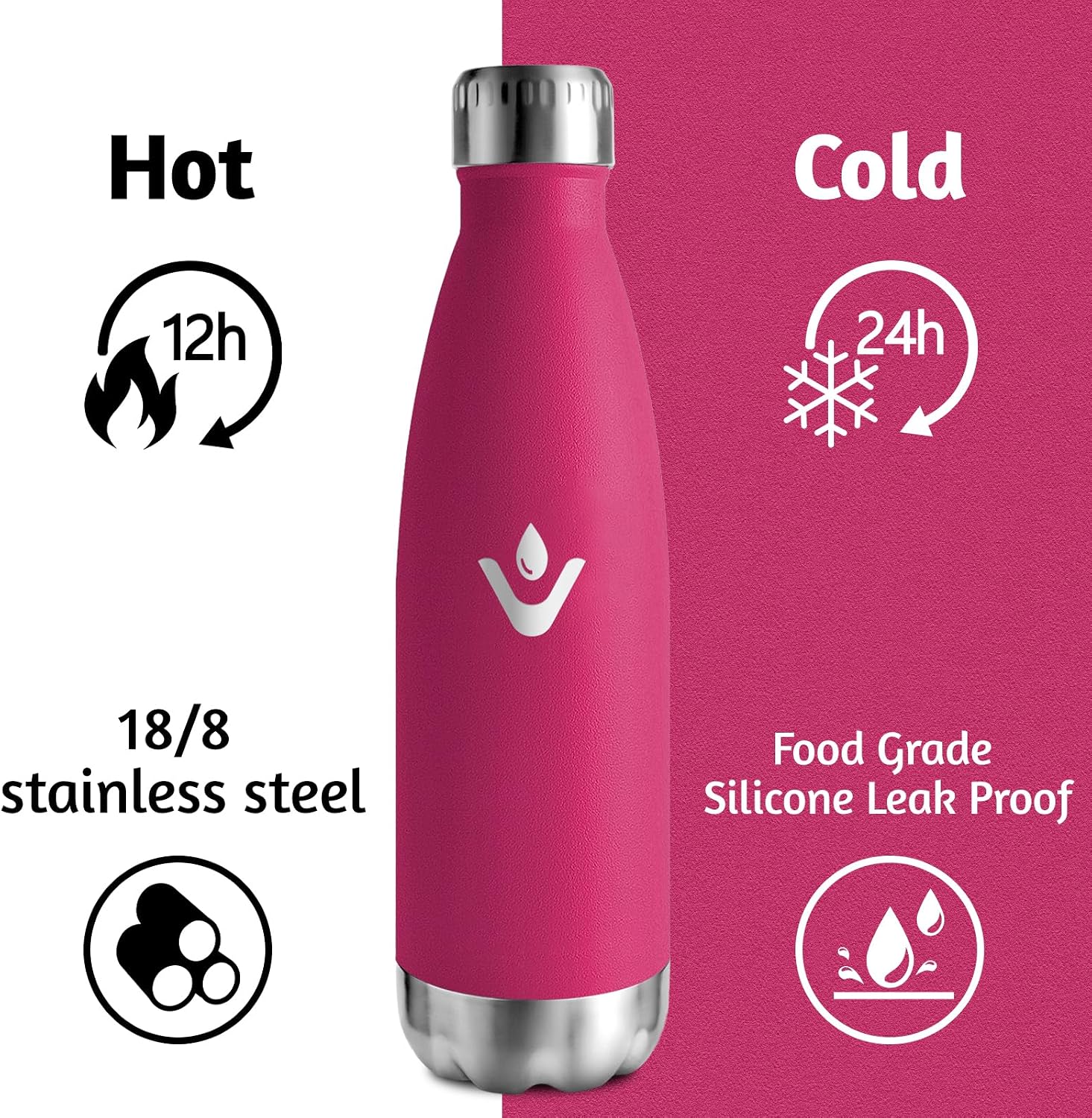 Thumbnail 3 de Motswedi Botella Térmica Niños 500ml 🧒90º Rosa/Rojo