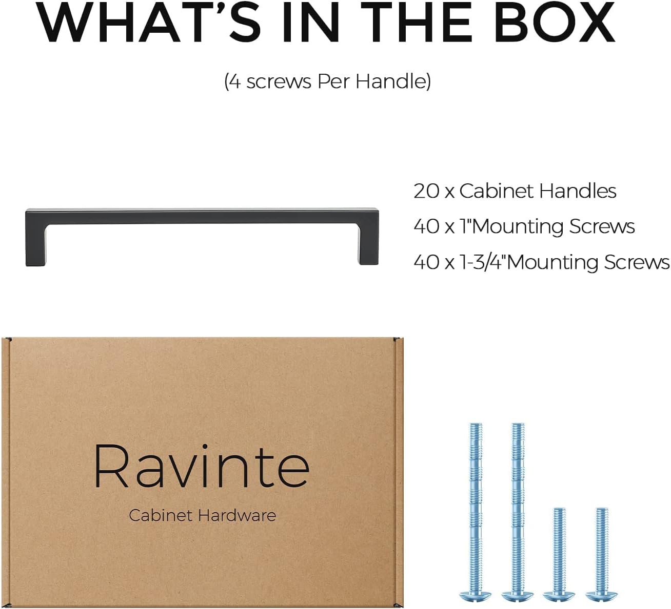 Thumbnail 4 de Ravinte J100XFX160HS20 Cabinet Pulls, Matte Black Zinc Alloy, 20-Pack
