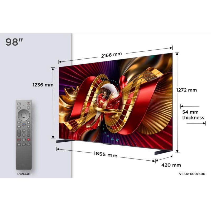 Detalle de TV TCL QLED Mini LED C8L 98C8L, 98" 4K UltraHD, 144 Hz, Google TV y Dolby Vision