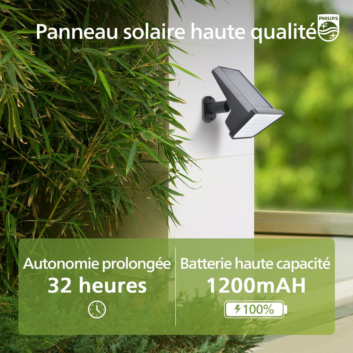 Thumbnail 3 de Philips lot de 6 projecteurs solaires extérieurs étanches – 28 LED 7500 K, éclairage paysager avec détecteur crépuscule/aube
