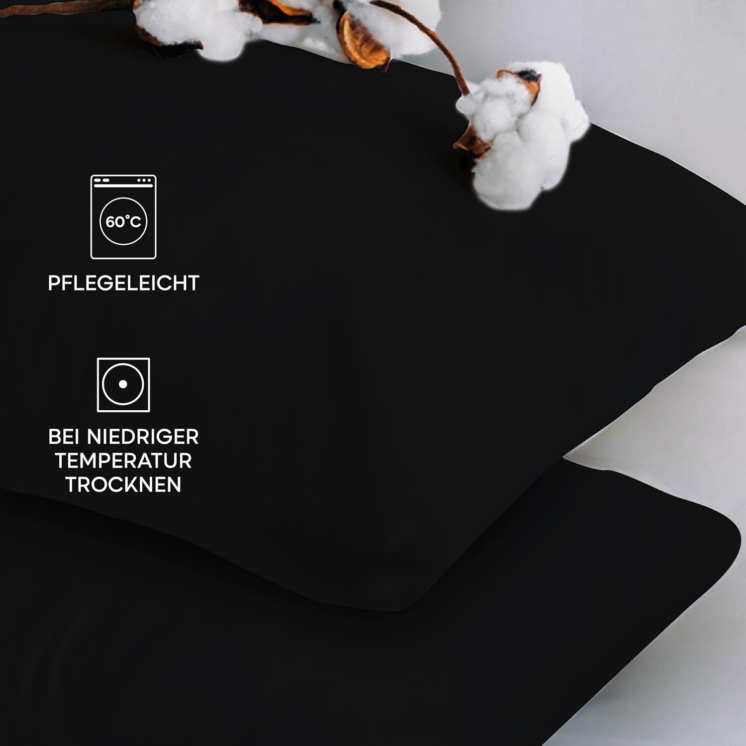 Thumbnail 5 de Twinzen Kissenbezug 60x60 – 2er-Set, 100% Jersey Baumwolle, 150 GSM, Schwarz, Öko-Tex