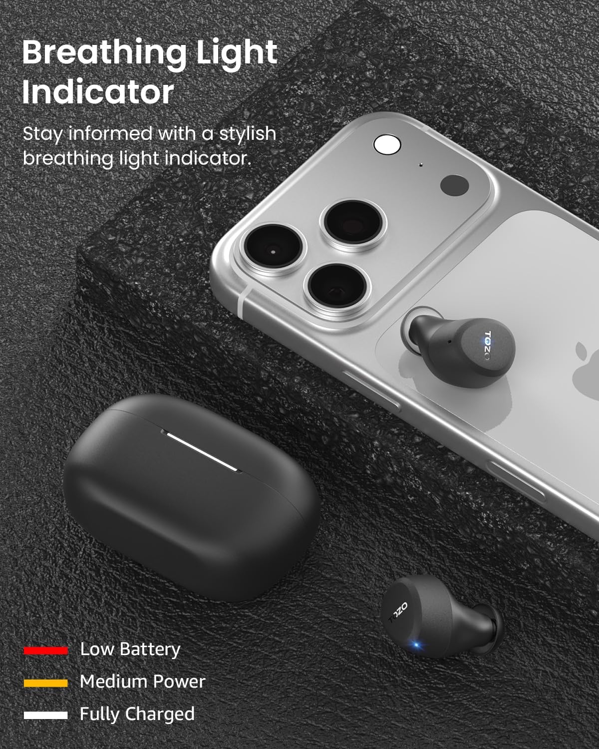 Detalle de TOZO A1 Mini trådlösa in-ear-hörlurar med Bluetooth 5.3 och touchkontroll