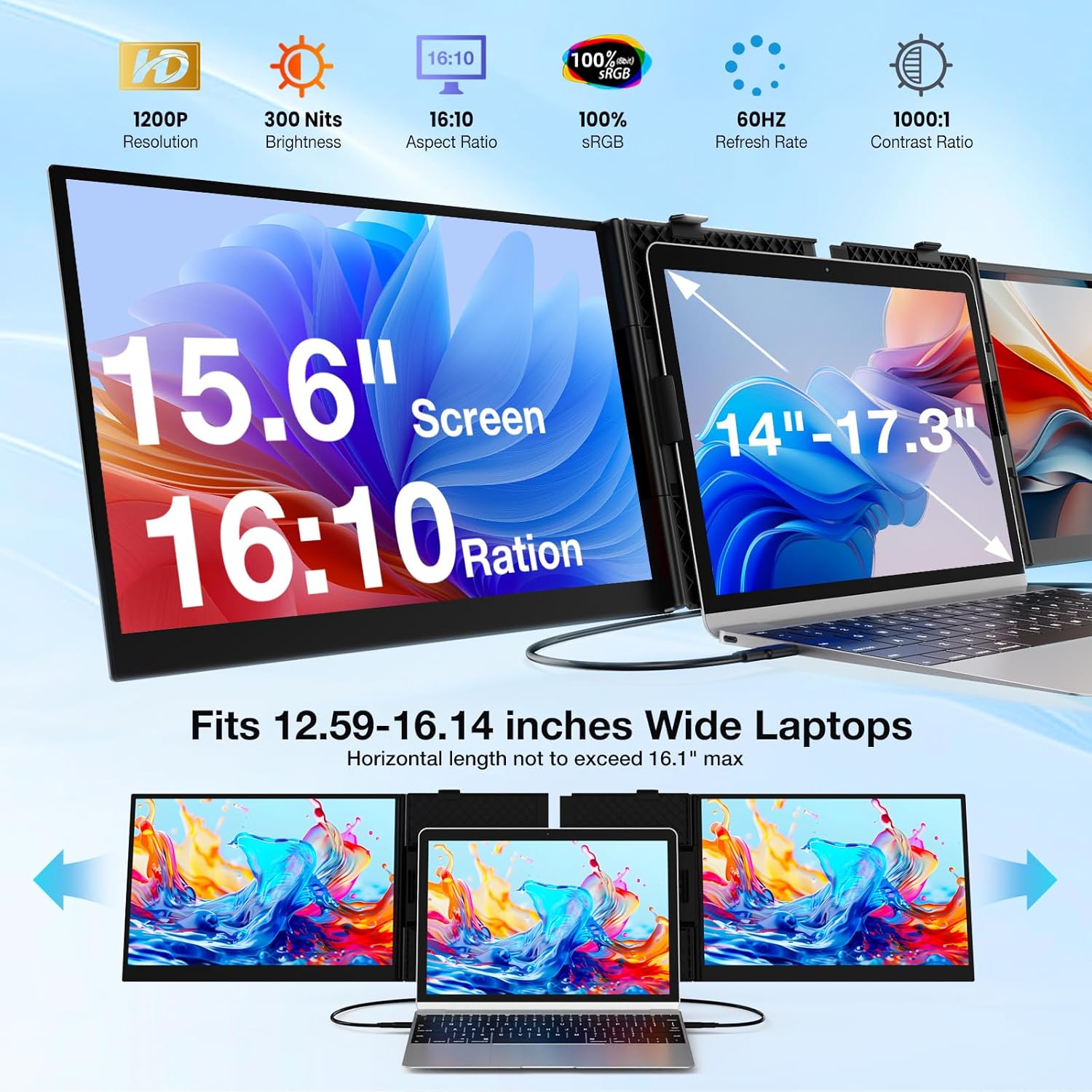 Detalle de 15.3" FHD Laptop Screen Extender ⚡
