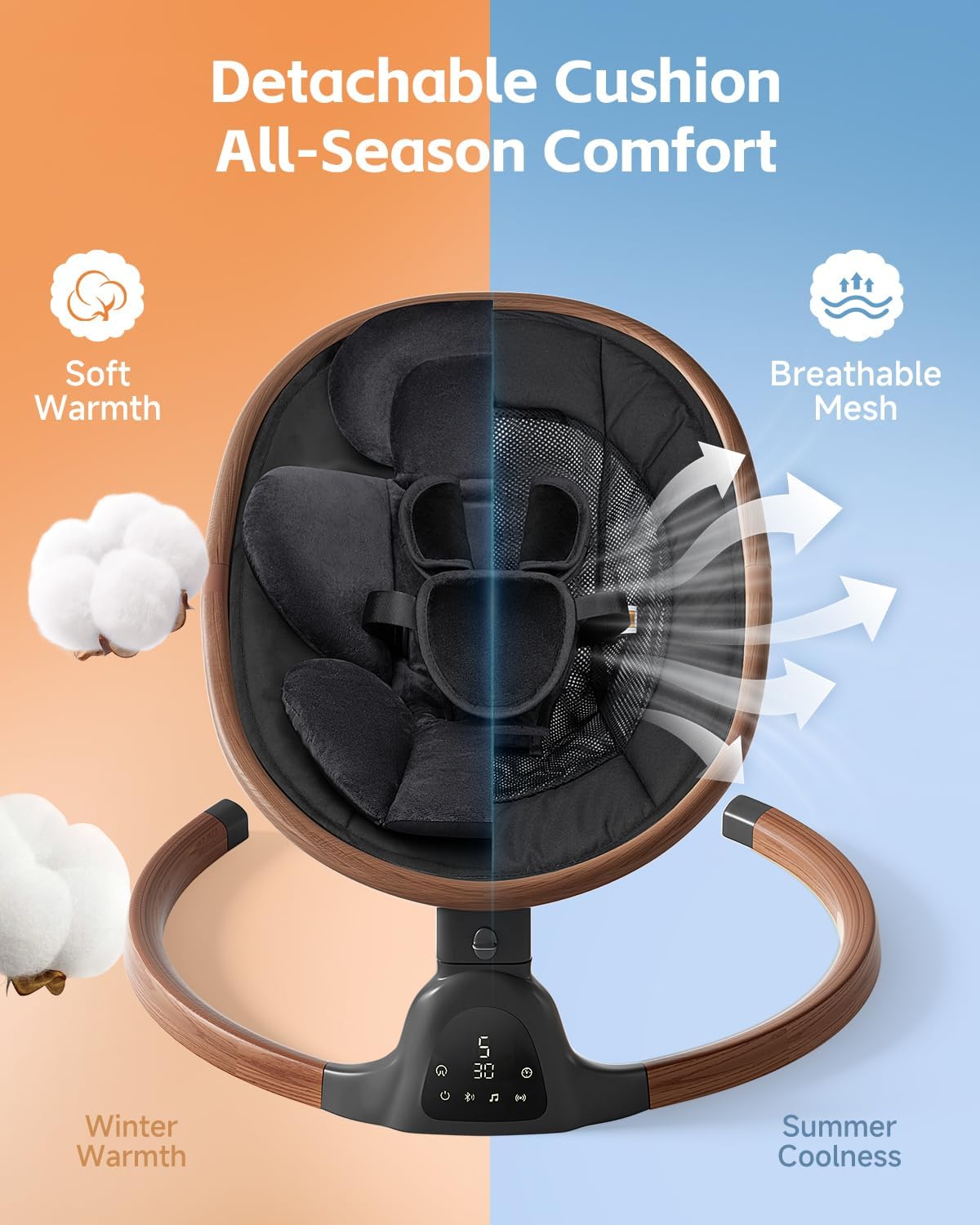 Detalle de Wnttmt Electric Baby Swing with 5 Speeds, 5-Point Harness & Bluetooth