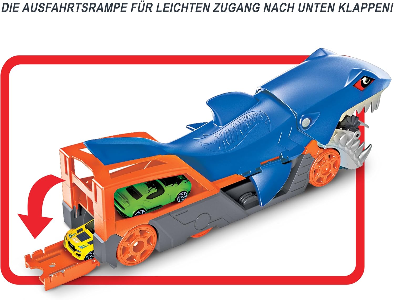 Detalle 2 de Hot Wheels GVG36 Hungriger Hai-Transporter-Set – 1:64 mit 1 Fahrzeug