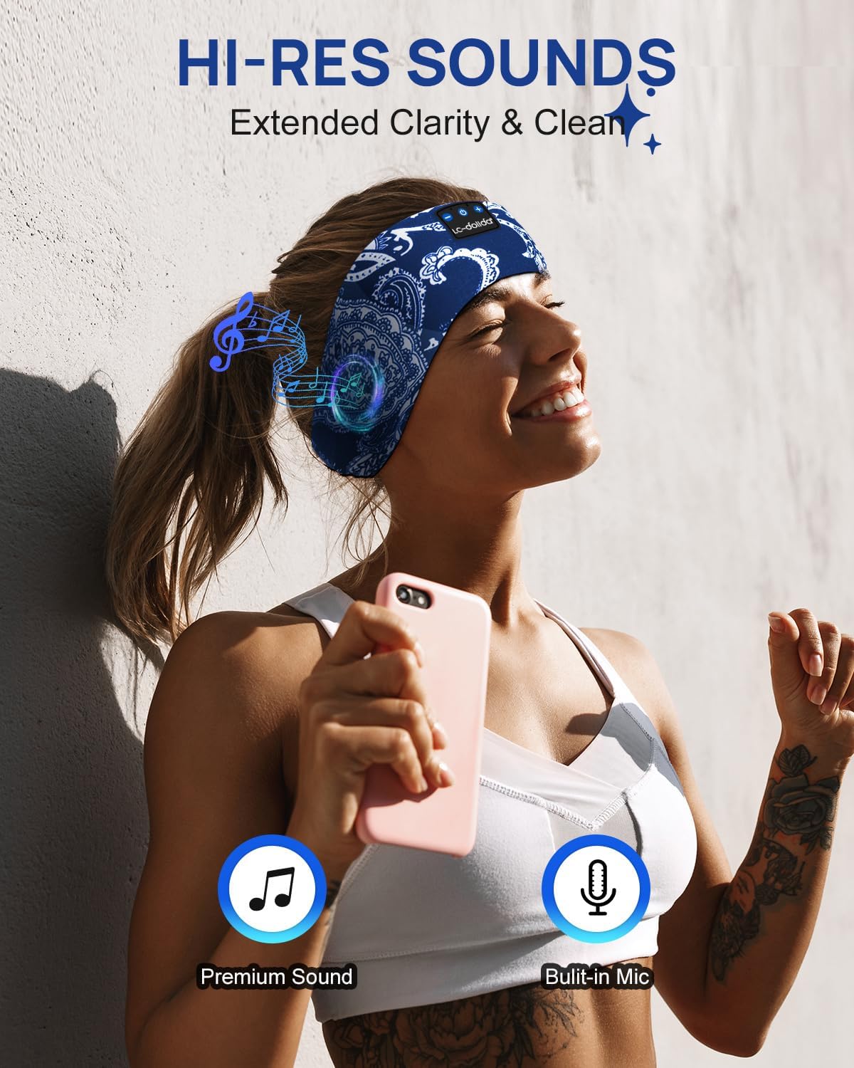 Detalle de LC-dolida LC001 Bluetooth 5.4 Sleep Headband Headphones with Mic