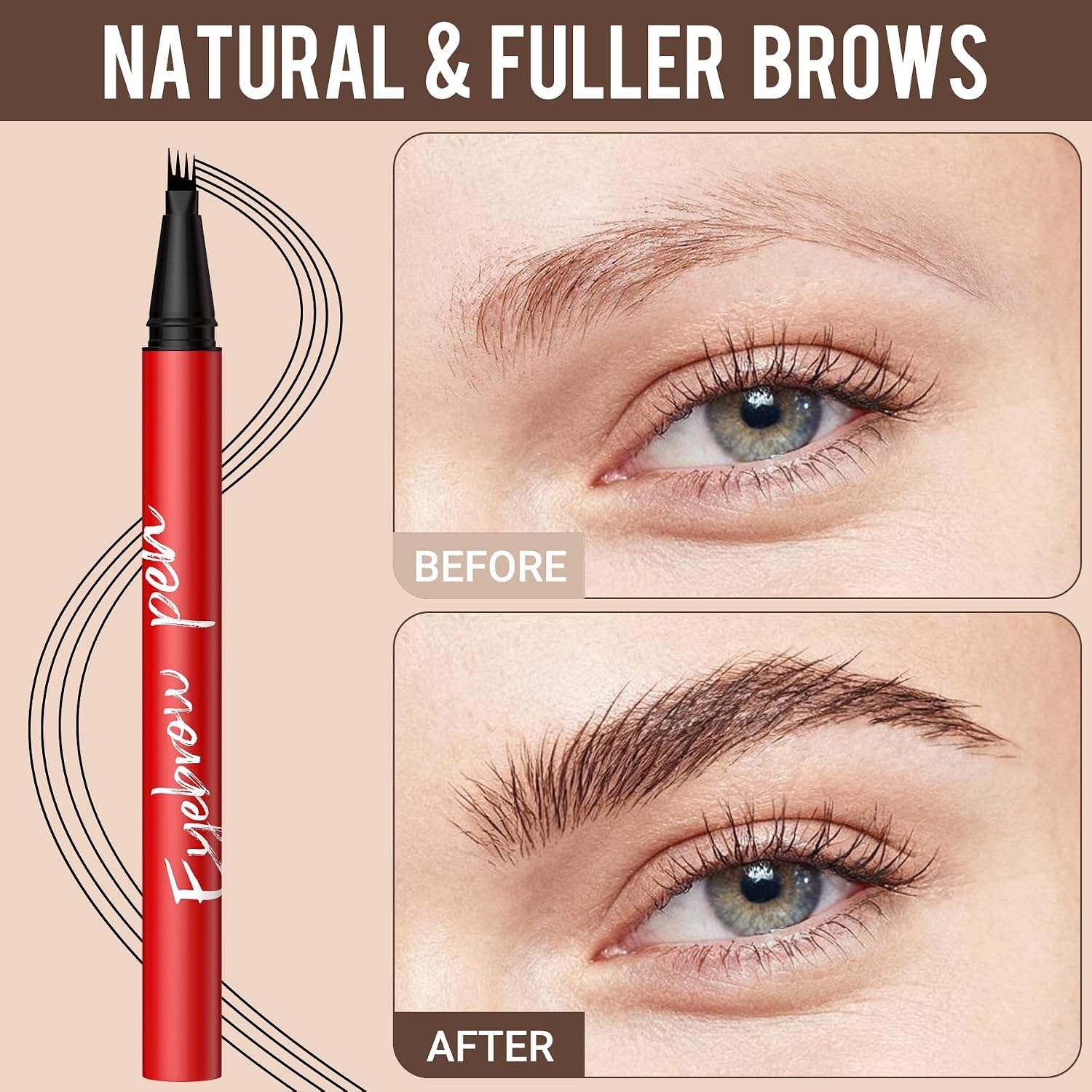 Detalle de Vevivia Beauty Eyebrow Pencils for Women — Dark Brown 2-Pack with Precise 4-Tip Brow Pencil