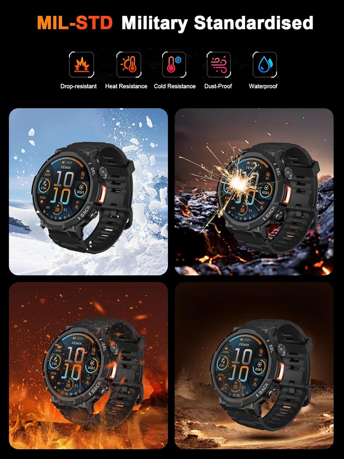 Thumbnail 5 de Invens Smart Watch for Men with Answer/Make Call, 1.53-inch Fitness Watch (IP68, 1000mAh, SpO2, 150+ Sports)