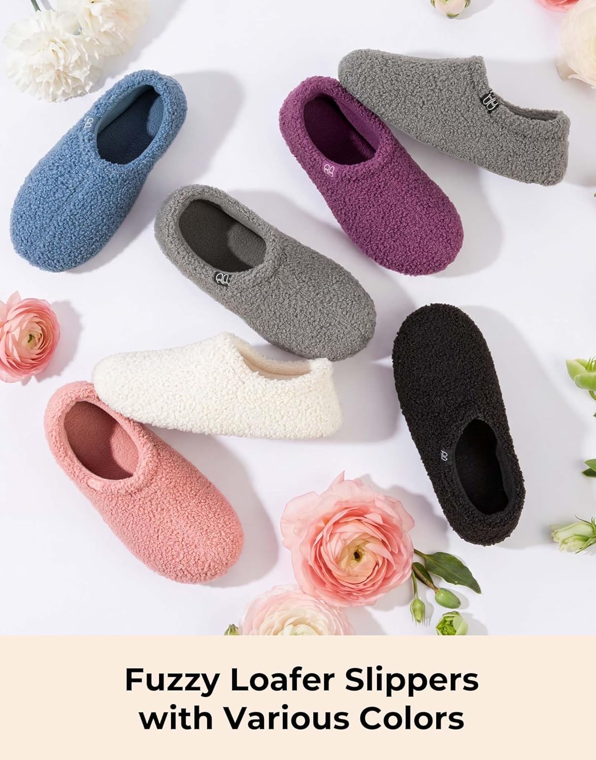Thumbnail 6 de HomeTop Women’s Fuzzy Curly Fur Memory Foam Loafer Slippers with Polar Fleece Lining