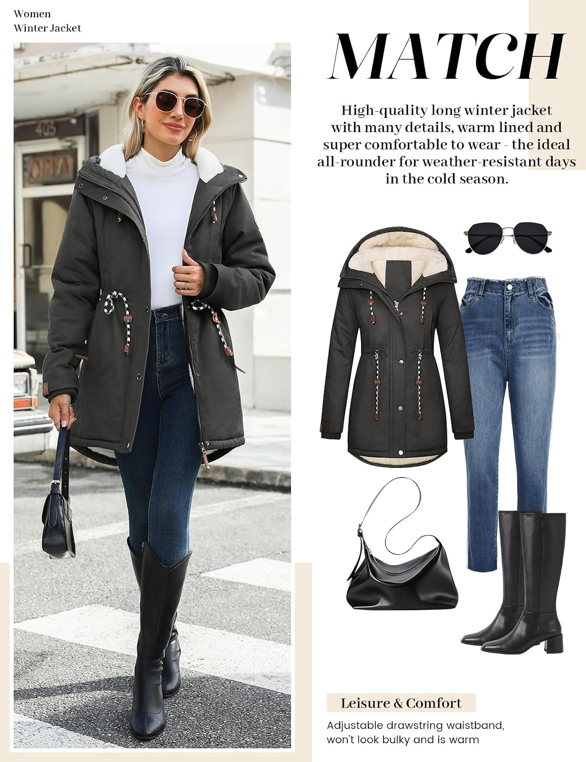 Thumbnail 6 de Xnova Women’s Winter Fleece-Lined Cotton Parka Jacket with Hood