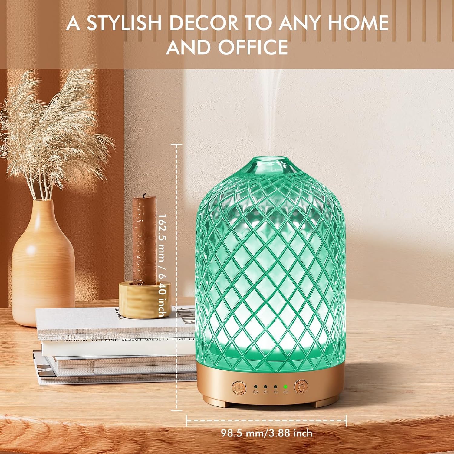 Detalle de Essential Oil Diffuser Glass Electric Aromatherapy Diffuser 200ml with Auto Shut-Off and 7 LED Lights