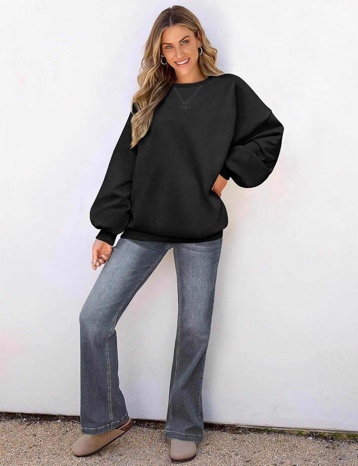 Thumbnail 3 de UEU Women Oversized Striped Crewneck Sweatshirt