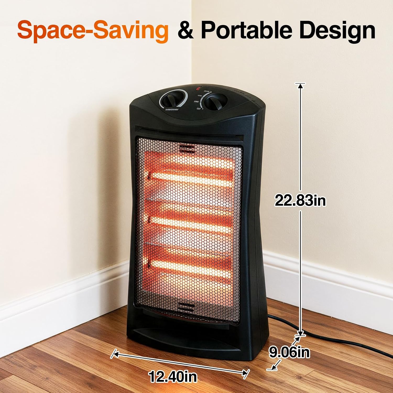 Detalle de Hykolity WHG-0607 1500W Quartz Tower Heater with 3 Heat Settings