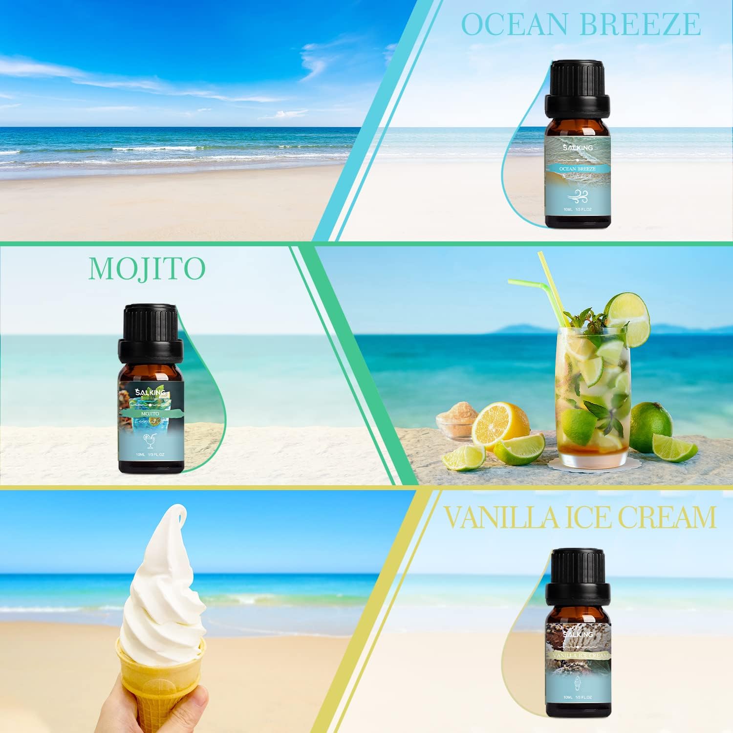 Thumbnail 3 de SALKING zomer etherische-olieset, 6 x 10 ml met zes zomerse geuren
