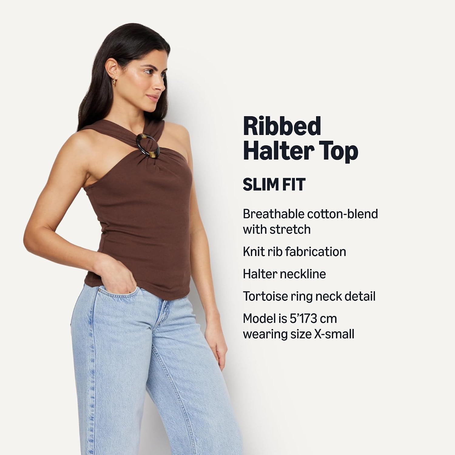 Thumbnail 3 de Amazon Essentials Women's Slim-Fit Ribbed Halter Neck Top with Resin Detail