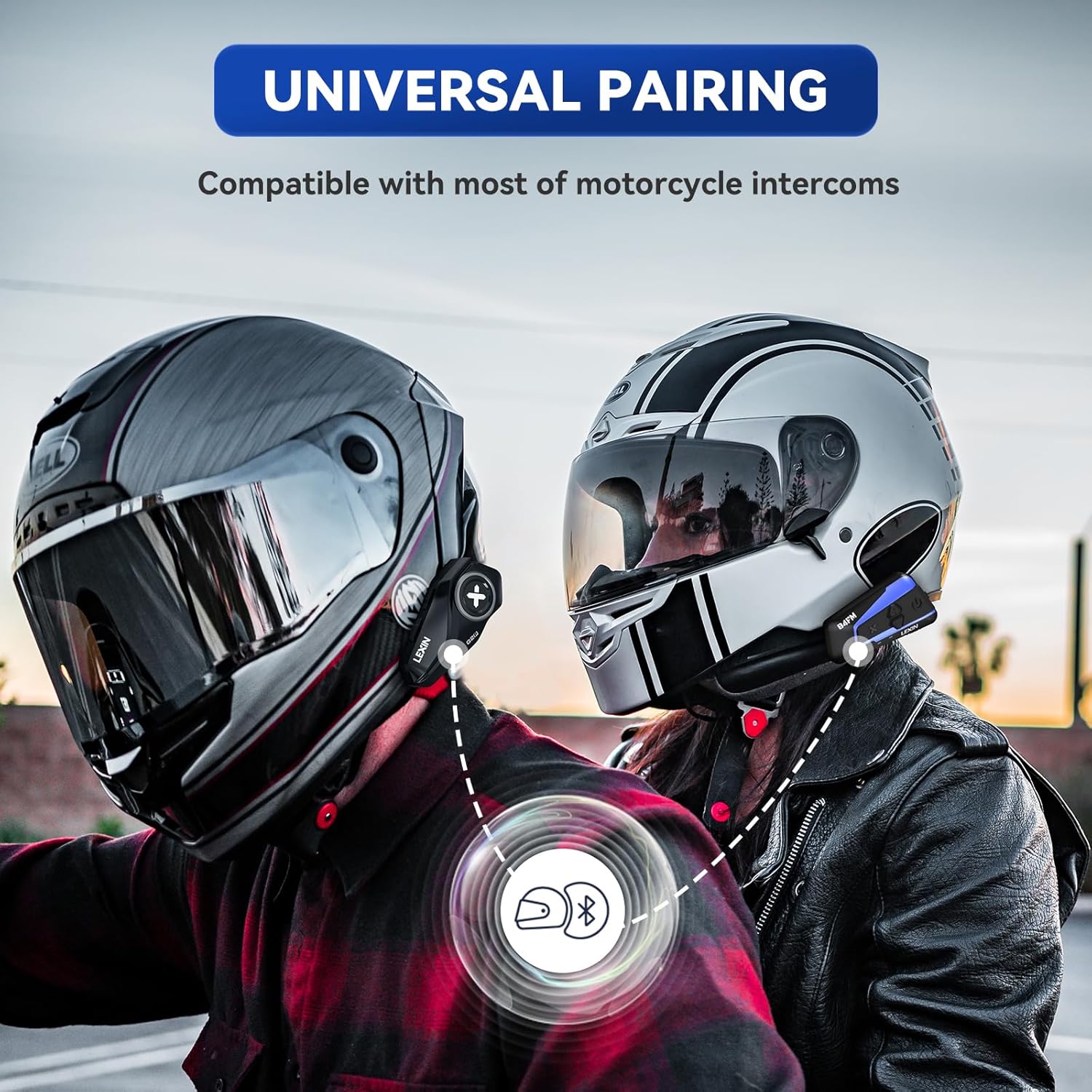 Thumbnail 6 de LEXIN G2P Bluetooth Motorcycle Helmet Headset (Group Intercom, FM Radio, Noise Cancellation) — 2 Pack