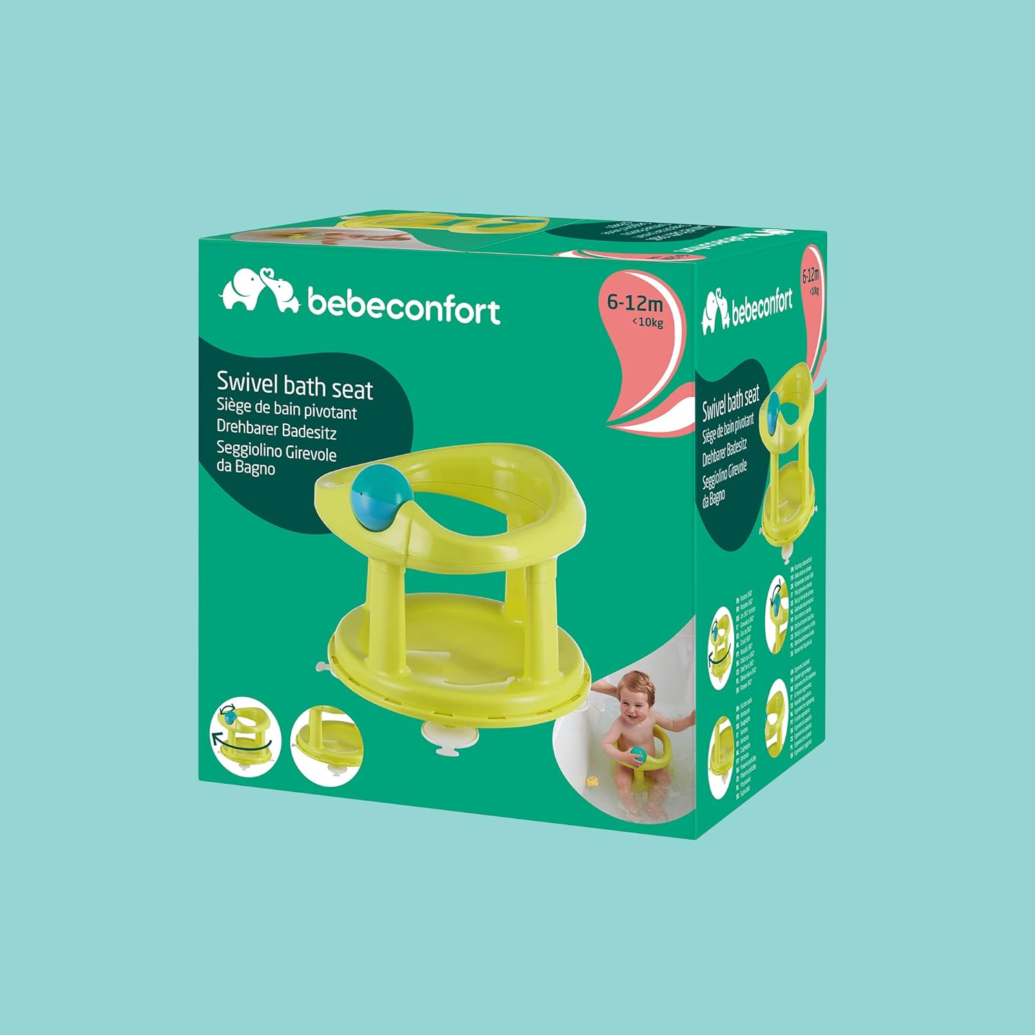 Detalle 2 de Bebeconfort Swivel Bath Seat (6–12 Months, Max 10 kg) – Lime