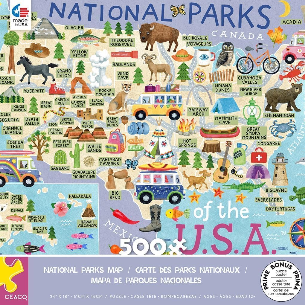 Detalle de Ceaco National Parks Map 500 Piece Jigsaw Puzzle