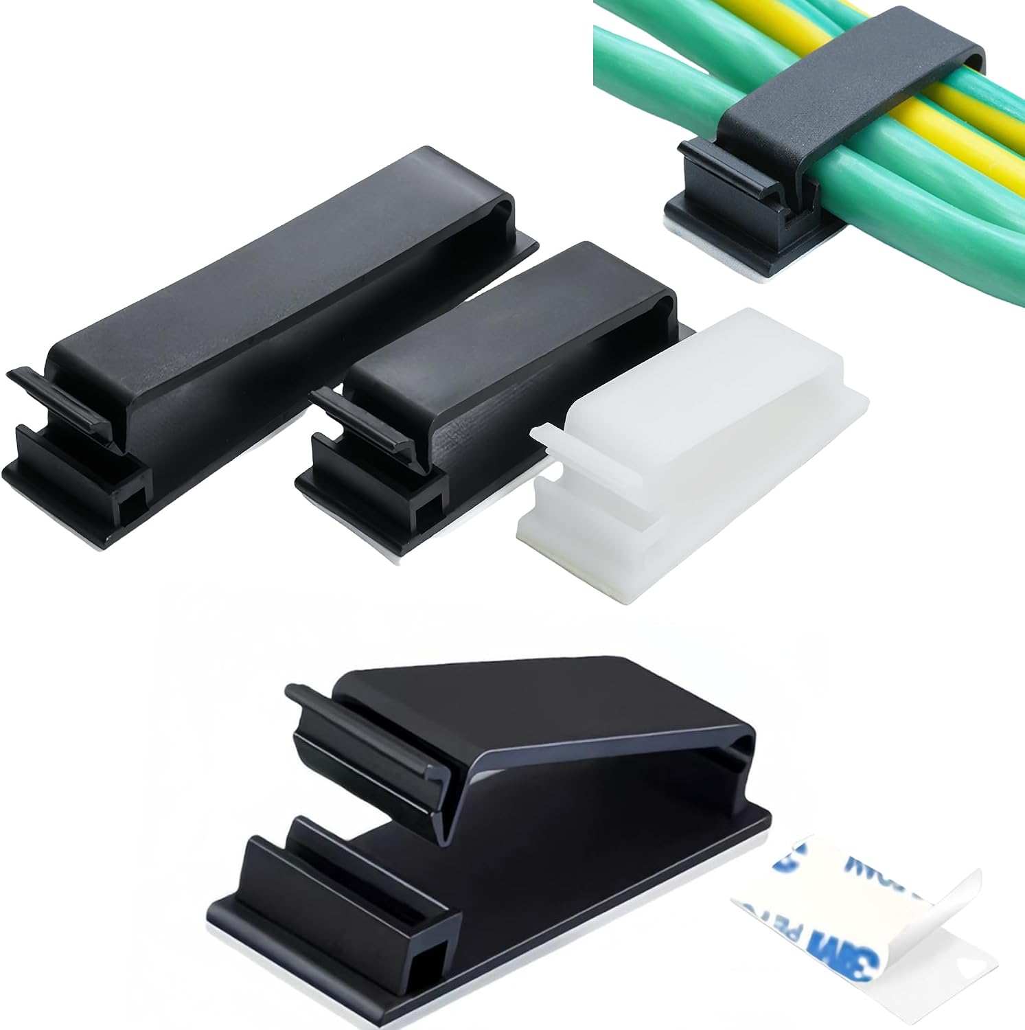 Detalle 2 de Clearhill FC30 zelfklevende kabelbeheerclips, 32,5 mm, zwart, 50 stuks