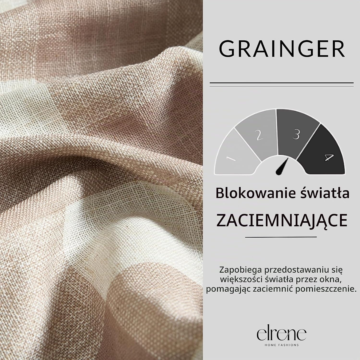 Thumbnail 3 de Elrene Home Fashions Grainger Buffalo-Check – zasłona zaciemniająca 132 × 213 cm