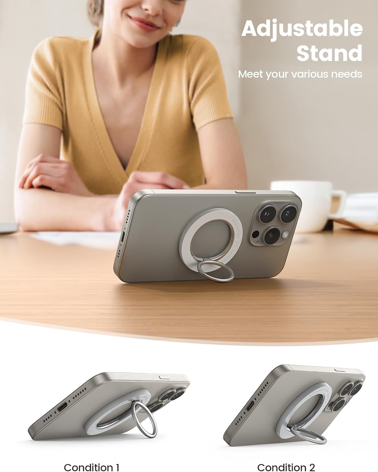 Thumbnail 4 de Magnetic Phone Ring Holder for MagSafe - Lamicall 360 Rotating Phone Grip (Removable & Wireless Charging Friendly) for iPhone 17 to 12 and MagSafe Cases