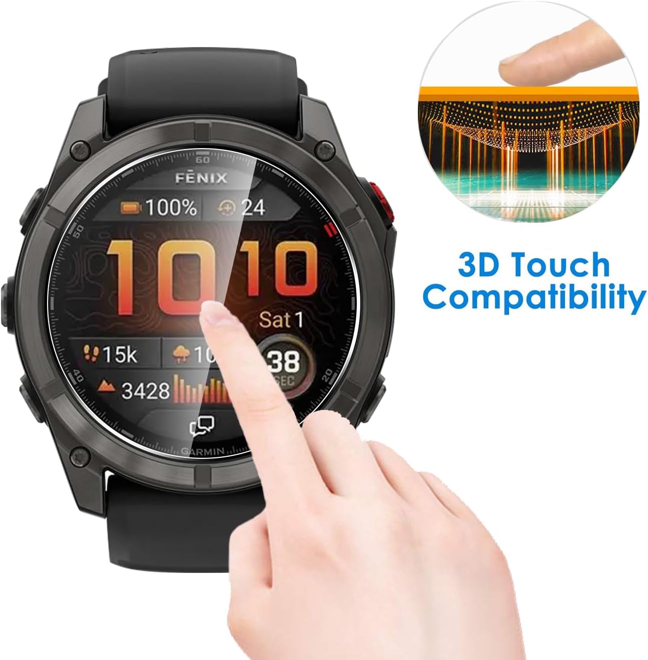 Thumbnail 2 de Natbok 5x Schutzglas für Garmin Fenix 8 Pro 51 mm (Panzerglas, 9H) – ultra-klar & anti-Fingerabdruck