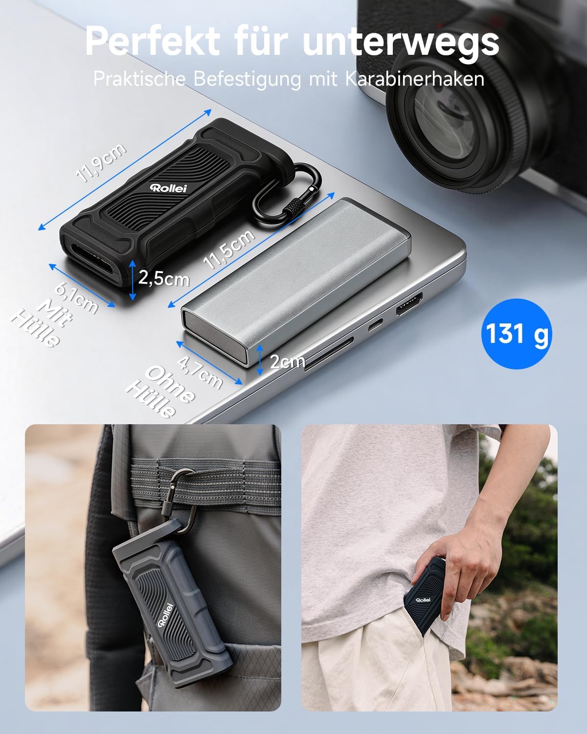 Thumbnail 6 de Rollei 2 in 1 Travel Kartenlesegerät & Etui – USB-C 3.2 OTG mit Speicherstaurausgleich