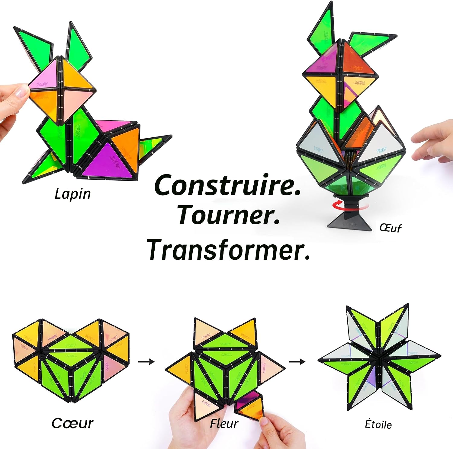 Detalle 2 de TOSY Magnet Pyramid Glow – 12 pièces, 243 aimants