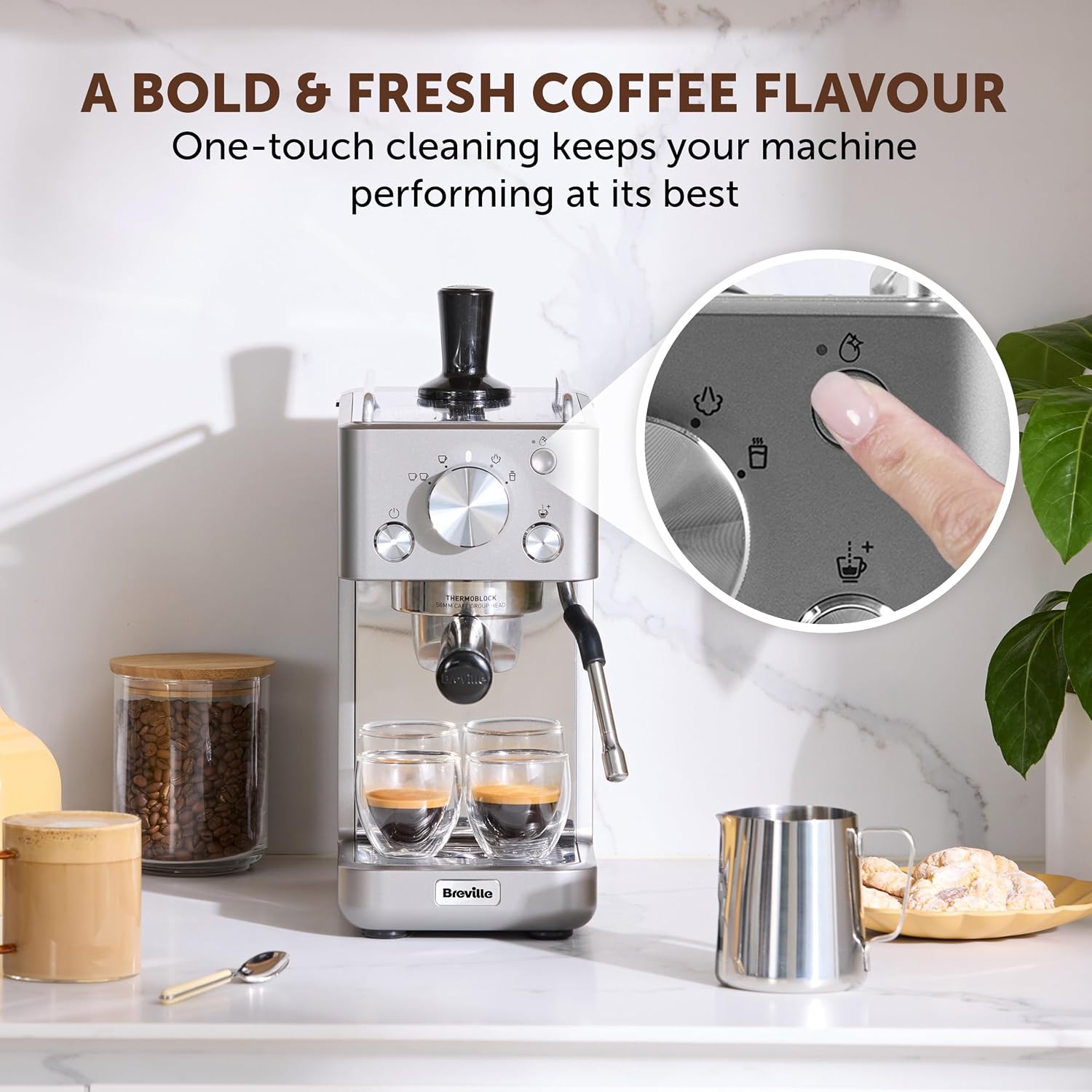 Detalle de Breville Barista Slimline Espresso Machine with Integrated Milk Frother