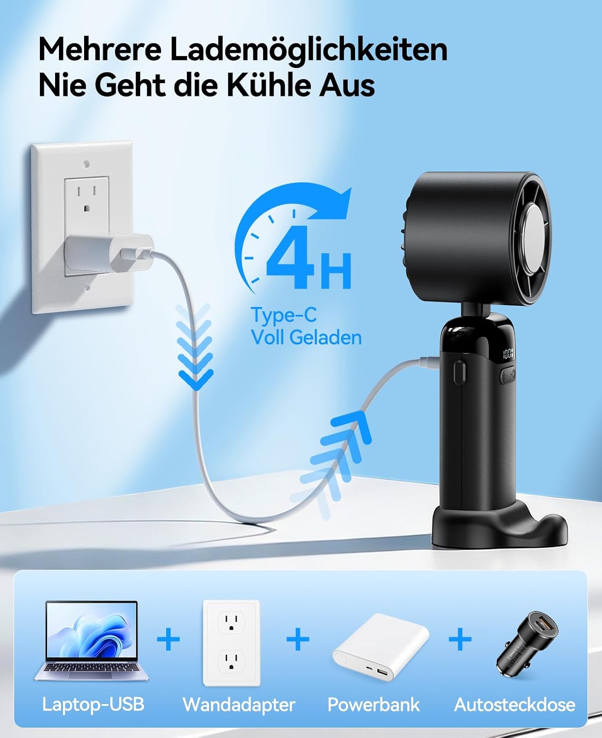 Thumbnail 6 de KIMMOO Handventilator mit Eiskühlung – 3-in-1, 21000 U/min, 199 Stufen, bis zu 14h Akku
