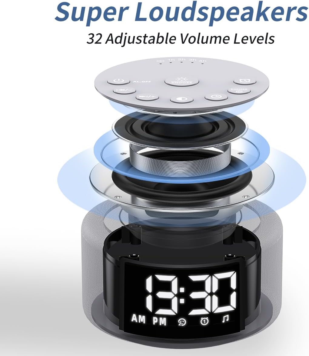 Thumbnail 6 de Sound Machine Alarm Clock with 32-Level Volume, 12-Color Night Light