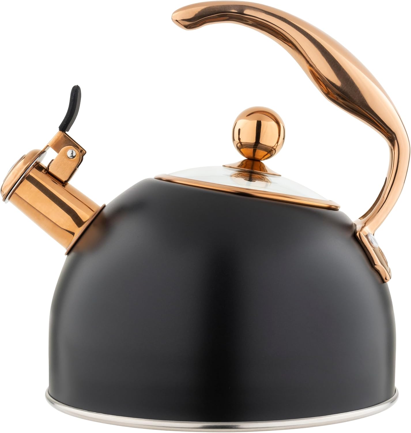 Thumbnail 6 de Viking 3-Ply Stainless Steel Tea Kettle, 2.6 Quart Whistling Stovetop Pot with Tempered Glass Lid (Red)