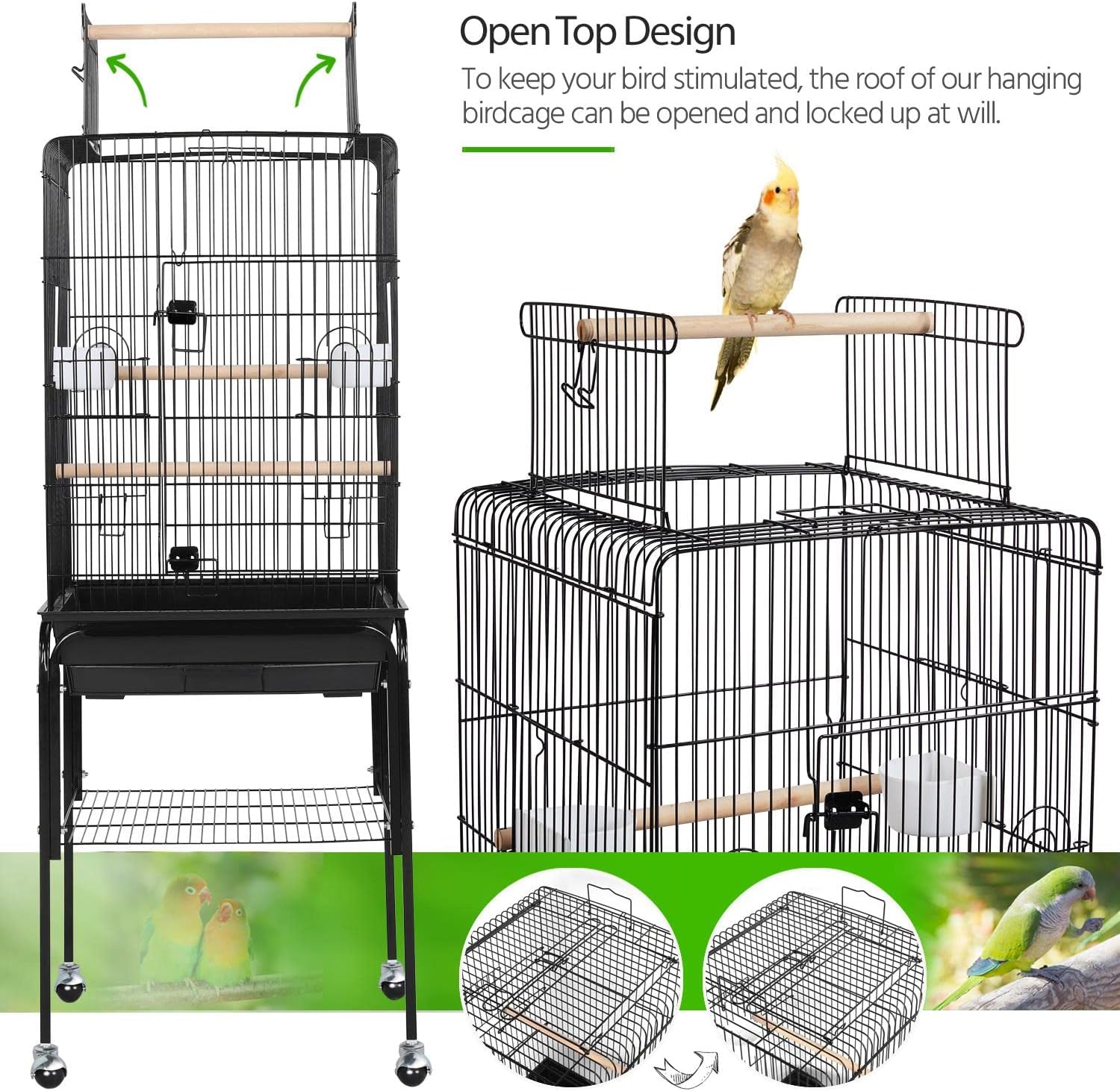 Thumbnail 4 de Yaheetech Parrot Cage 47in play top