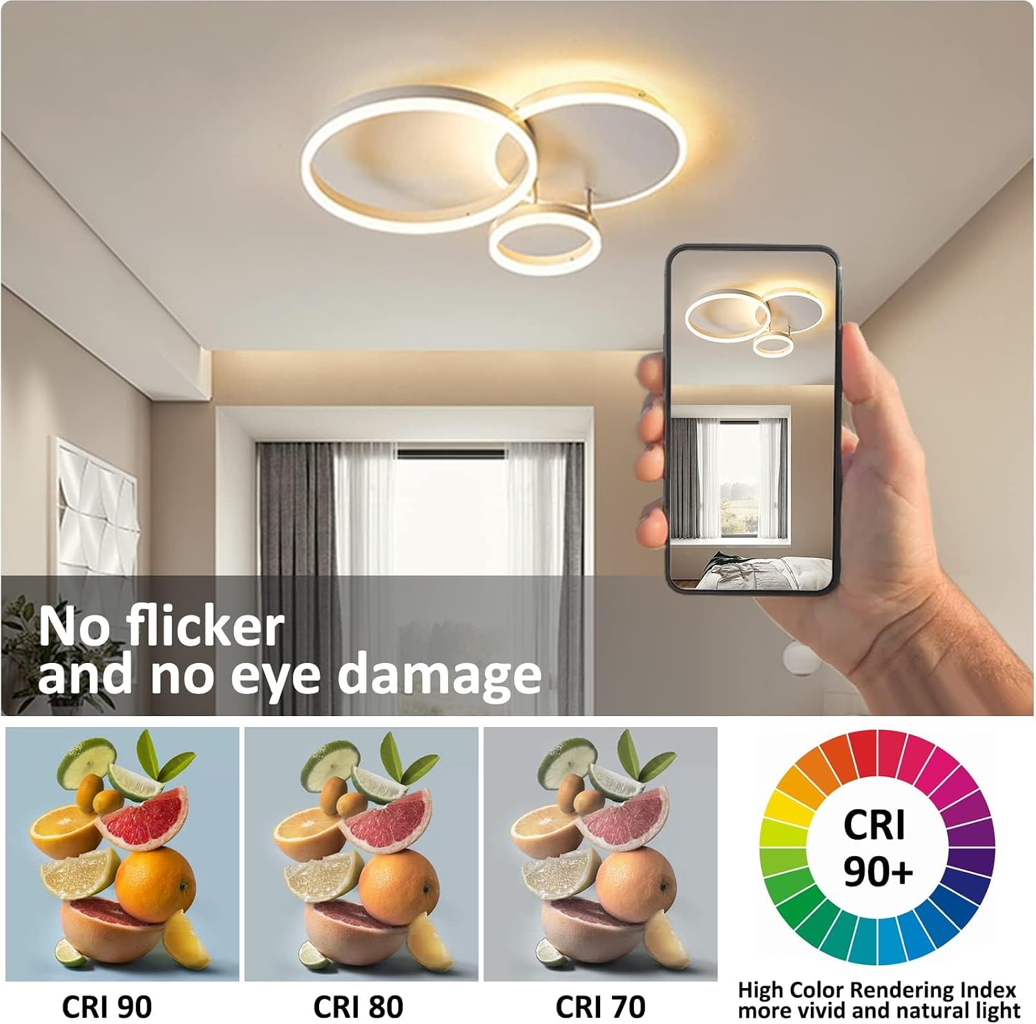 Detalle 2 de KAUCQI LED Deckenleuchte Dimmbar 54W