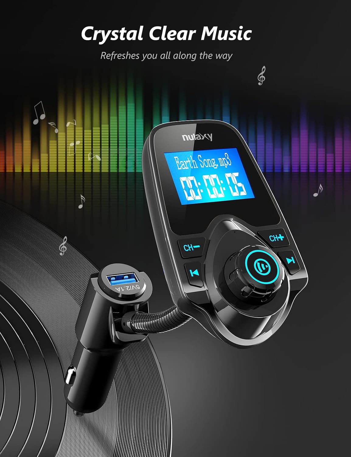 Thumbnail 4 de Nulaxy KM18 Bluetooth FM Transmitter 1.44"