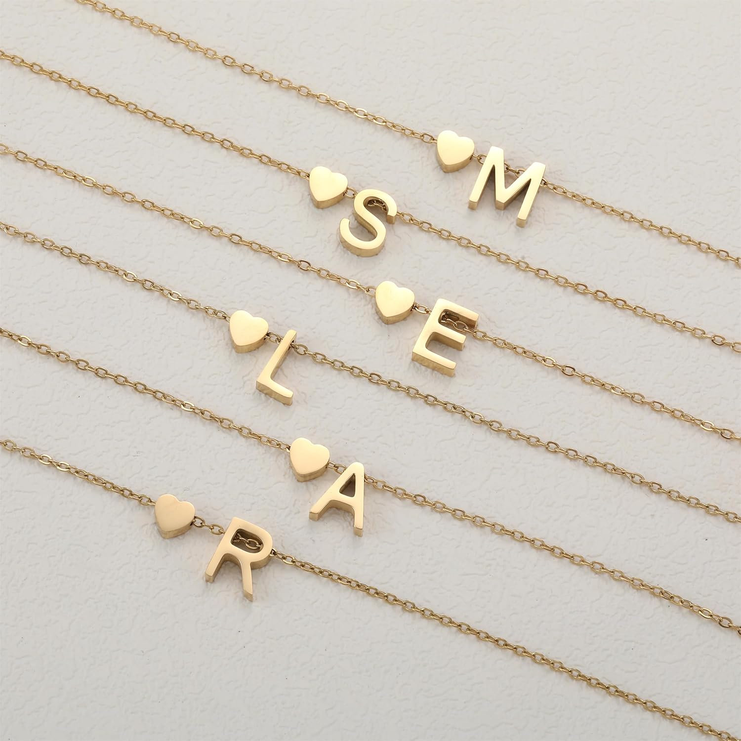 Thumbnail 4 de RWQIAN Damen Buchstaben Kette mit Herz Anhänger – Initialen Halskette in Gold, Roségold oder Silber