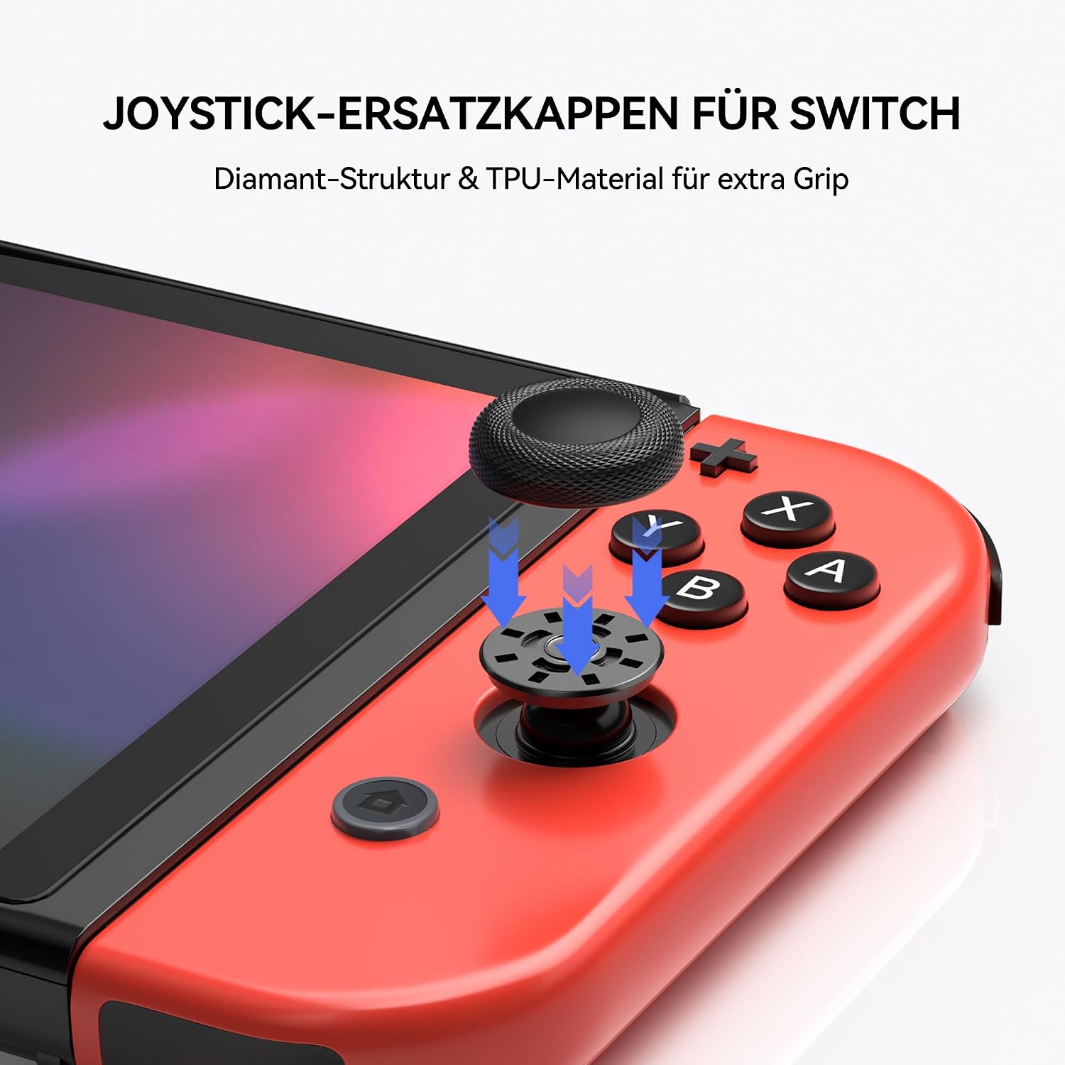 Detalle 2 de 10 Stück Joystick-Kappen für Nintendo Switch, Switch OLED & Switch Lite – rutschfeste Ersatzkappen mit Diamantstruktur für Joy-Con