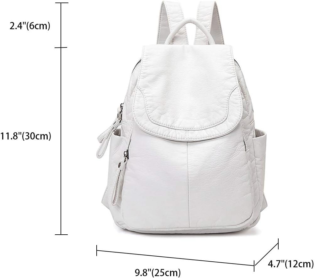 Detalle de BUKESIYI Donna Borsa Zaino Elegante Zainetto in PU Pelle Bianco Perla IT78179