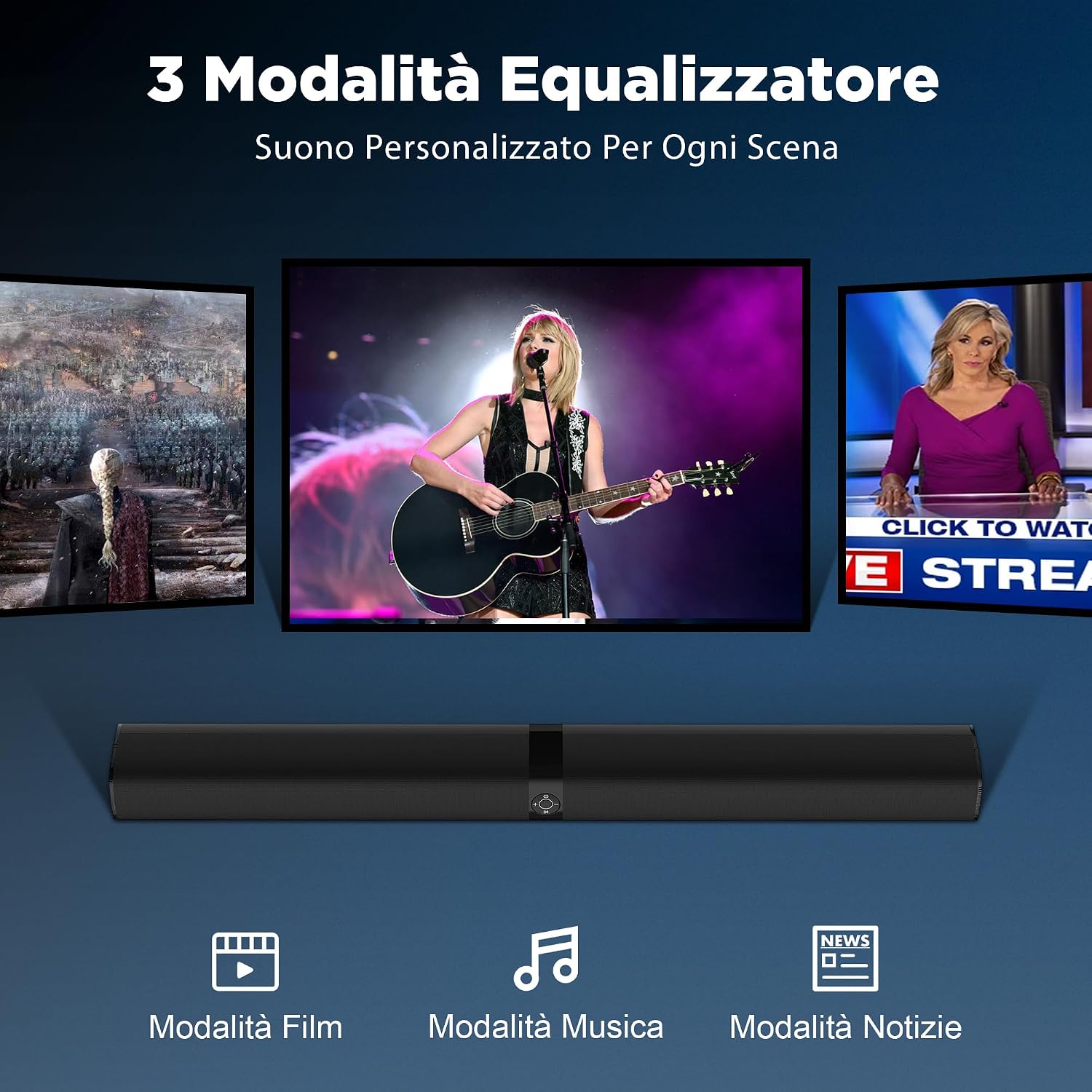 Thumbnail 2 de GarageRock Sound Bar per TV 2 in 1 divisibile con Bluetooth 5.3 e ARC/Opt/AUX