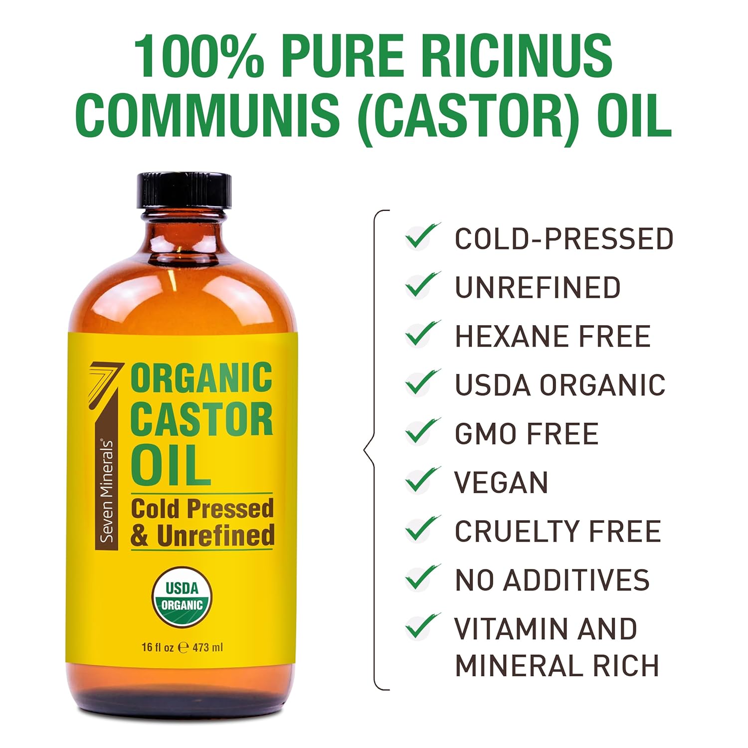 Detalle 2 de Seven Minerals Castor Oil 16 fl oz bottle