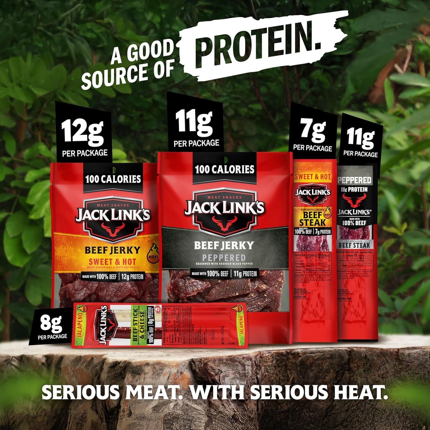 Detalle 1 de Jack Link's 10000043850 Spicy Beef Jerky Variety Pack, 15 Ready-to-Eat Snacks