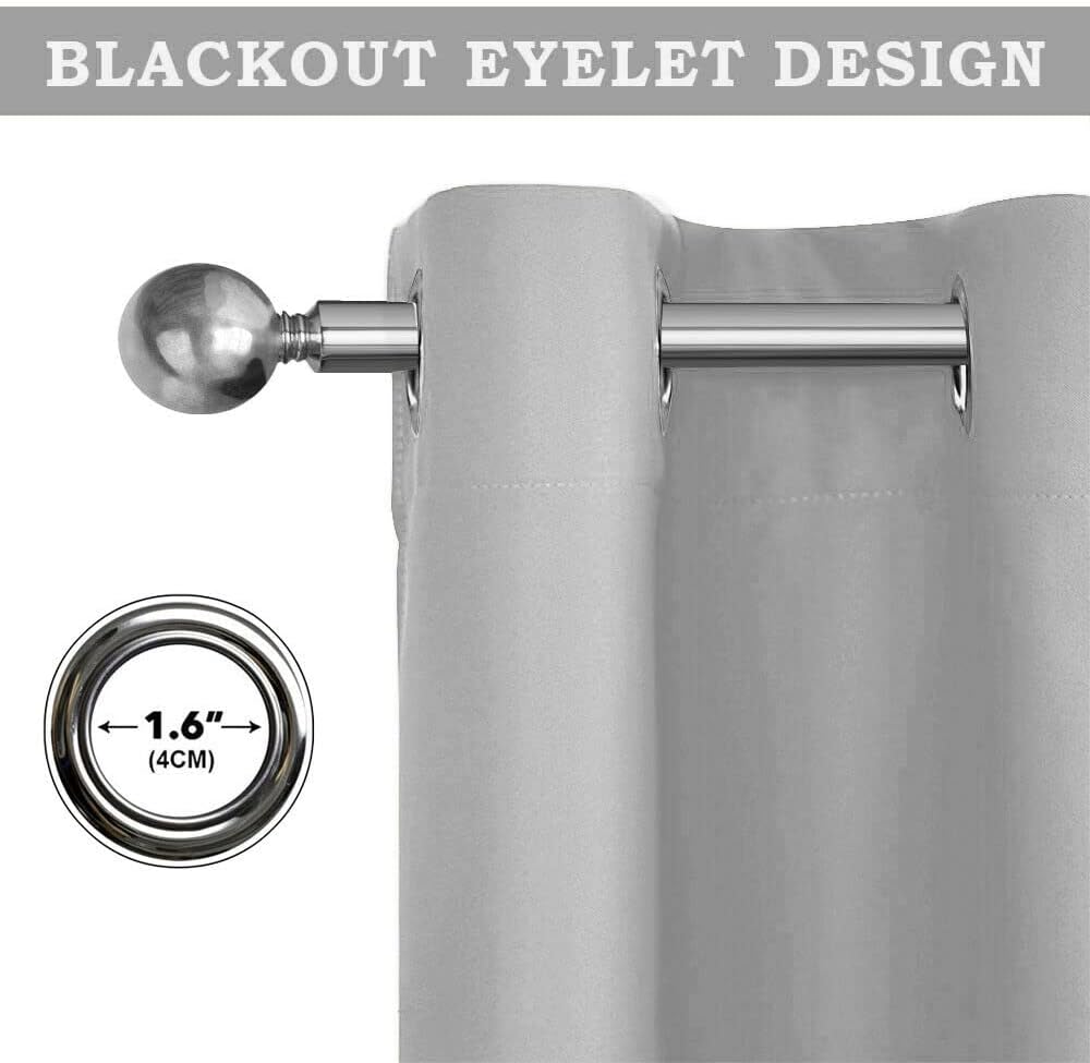 Detalle de Aspire Homeware blackout curtains (2-panel) for bedroom and living room in light grey, eyelet design