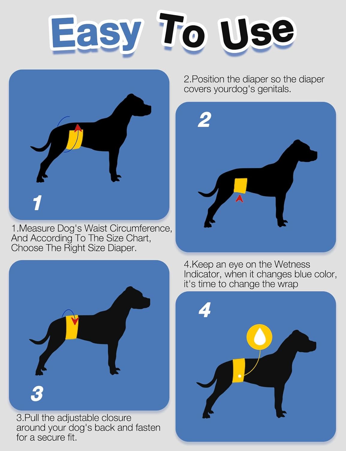 Thumbnail 4 de Dono Pannolini per cani maschi monouso (48 pz.) con indicatore di bagnatura e chiusure regolabili